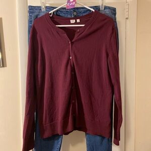 GAP Burgundy Cardigan Sweater